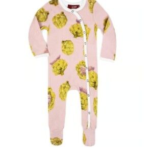 NWT Milkbarn Organic Cotton Footed Romper - 3-6mo  Artichokes!
